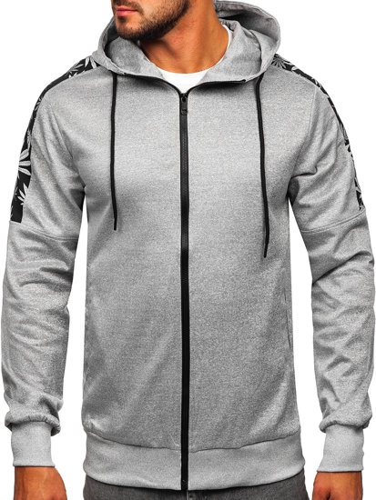 Sweat-shirt à capuche avec fermeture pour homme gris Bolf 27B8120