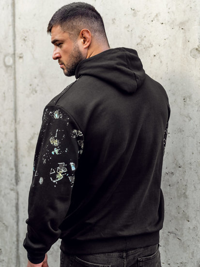 Sweat-shirt à capuche avec une application de paillettes pour homme noir Bolf 6420