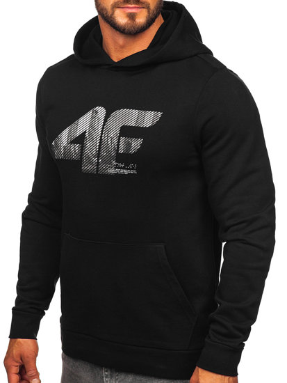 Sweat-shirt à capuche imprimé pour homme noir 4F M233