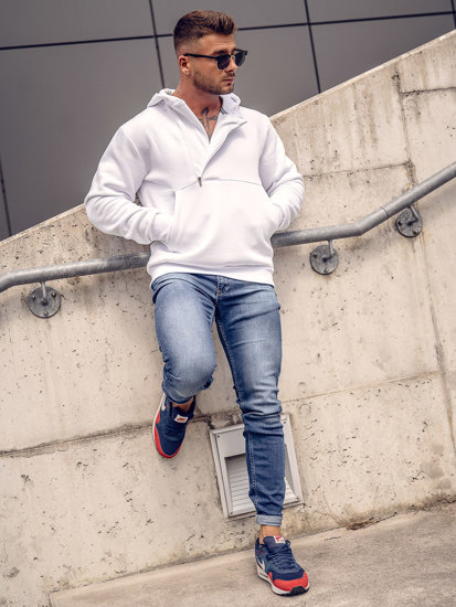 Sweat-shirt à capuche pour homme blanc Bolf 02A