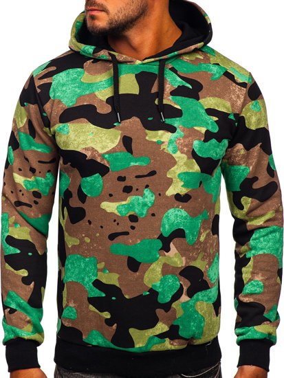 Sweat-shirt à capuche pour homme camo vert Bolf 141023