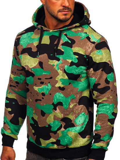 Sweat-shirt à capuche pour homme camo vert Bolf 141023