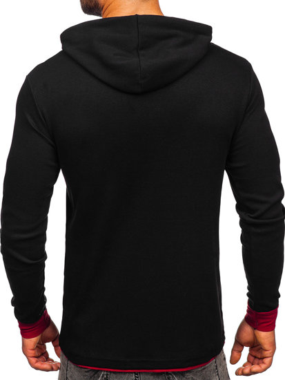 Sweat-shirt à capuche pour homme noir-bordeaux Bolf 146312