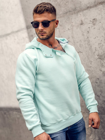 Sweat-shirt à capuche pour homme vert menthe Bolf 06A