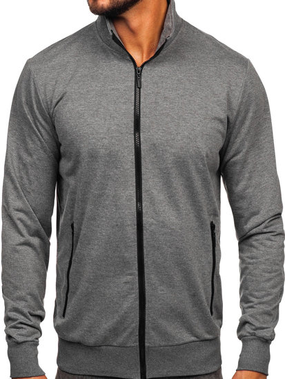 Sweat-shirt à col montant avec fermeture pour homme anthracite Bolf B230