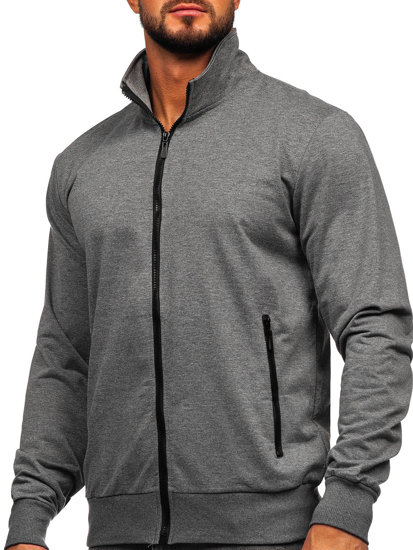 Sweat-shirt à col montant avec fermeture pour homme anthracite Bolf B230