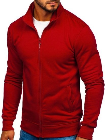 Sweat-shirt à col montant avec fermeture pour homme bordeaux Bolf B002