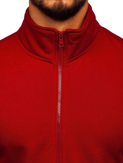 Sweat-shirt à col montant avec fermeture pour homme bordeaux Bolf B002