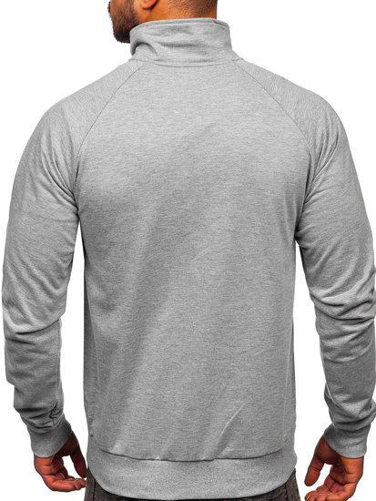 Sweat-shirt à col montant avec fermeture pour homme gris Bolf B062