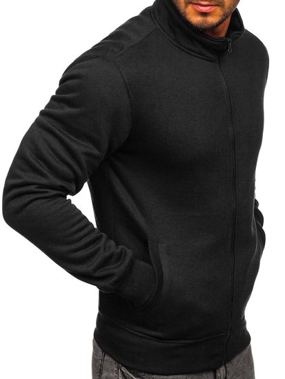 Sweat-shirt à col montant avec fermeture pour homme noir Bolf B2002