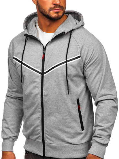 Sweat-shirt avec fermeture à capuche pour homme gris Bolf B035