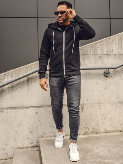 Sweat-shirt avec fermeture à capuche pour homme noir Bolf HW2787