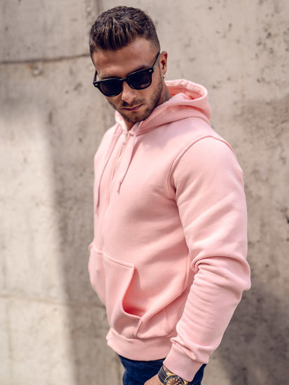 Sweat-shirt avec fermeture à capuche pour homme rose clair Bolf 2008A