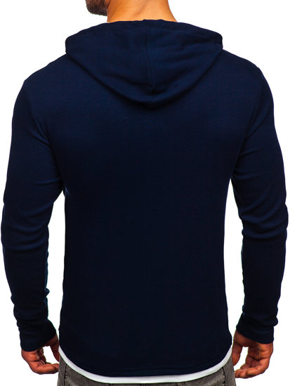 Sweat-shirt bleu foncé à capuche pour homme Bolf 03