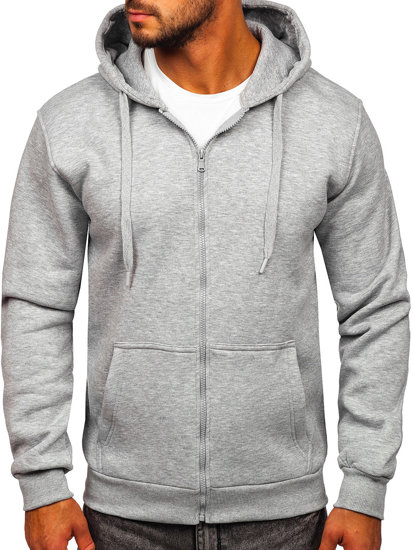 Sweat-shirt gris foncé zippé à capuche pour homme Bolf 2008