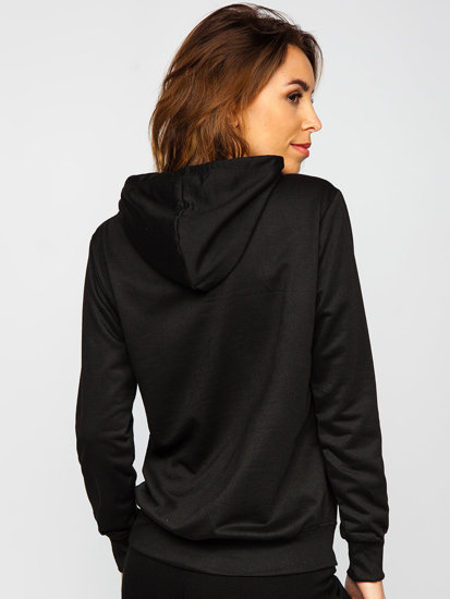 Sweat-shirt imprimé à capuche pour femme noir Bolf HL9268