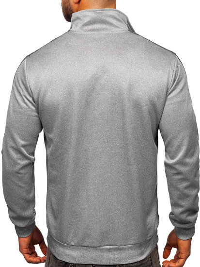 Sweat-shirt imprimé à col montant avec fermeture pour homme gris Bolf HY966