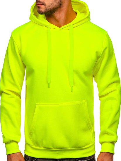 Sweat-shirt jaune-fluo kangourou à capuche pour homme Bolf B1004