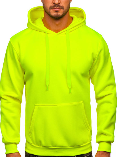 Sweat-shirt jaune-fluo kangourou à capuche pour homme Bolf B1004