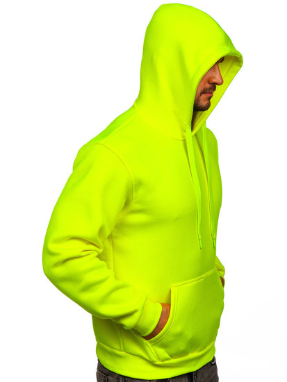 Sweat-shirt jaune-fluo kangourou à capuche pour homme Bolf B1004