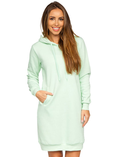 Sweat-shirt long à capuche pour femme vert menthe Bolf YS10005