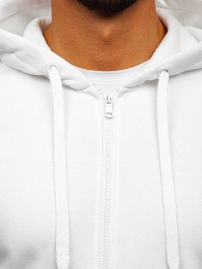 Sweat-shirt pour homme à capuche zippé blanc Bolf 2008 