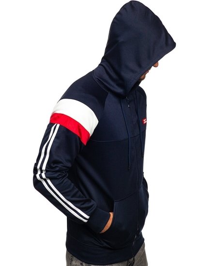 Sweat-shirt pour homme à capuche zippé bleu foncé Bolf 8996