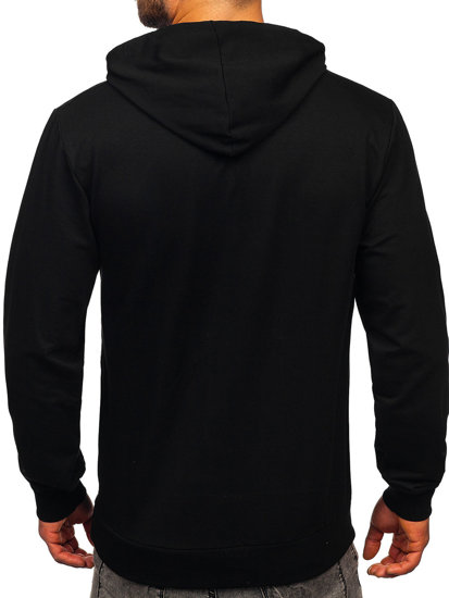 Sweat-shirt pour homme avec imprimé noir à capuche Bolf 6139