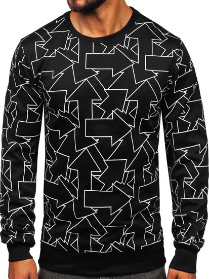 Sweat-shirt sans capuche imprimé pour homme noir Bolf 8B1111