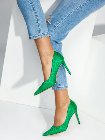 Talons hauts en satin pour femmes vert Bolf M557