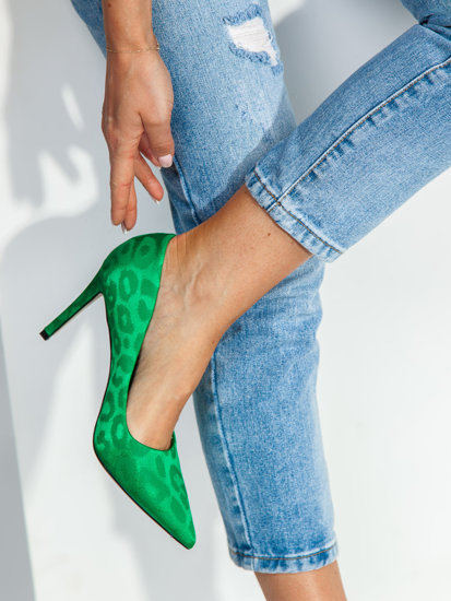 Talons hauts en satin pour femmes vert Bolf M557