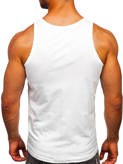 Tank top de boxeur blanc avec imprimé Bolf 14834