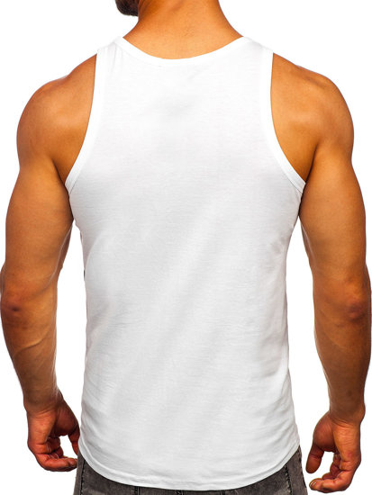 Tank top de boxeur blanc avec imprimé Bolf 14836