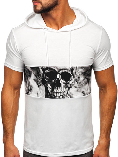 Tee-shirt à capuche imprimé pour homme blanc Bolf 8T971