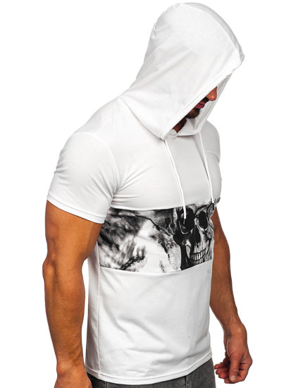 Tee-shirt à capuche imprimé pour homme blanc Bolf 8T971