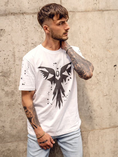 Tee-shirt avec imprimé blanc pour homme Bolf 300