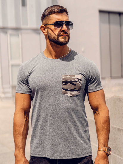 Tee-shirt avec petite poche imprimé camo pour homme graphite Bolf 8T85A