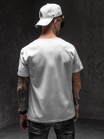 Tee-shirt blanc avec imprimé pour homme Bolf KS2652