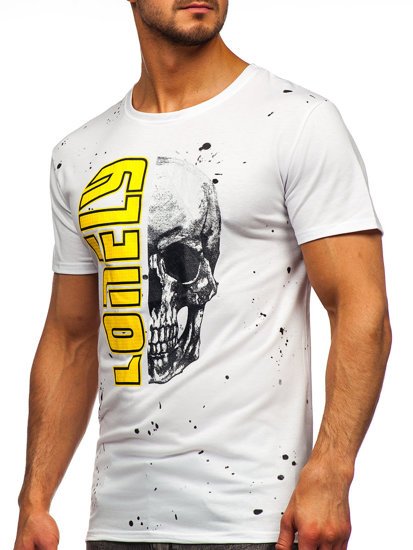 Tee-shirt blanc avec imprimé pour homme Bolf Y70001