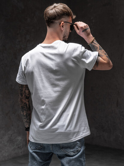 Tee-shirt blanc avec imprimé pour homme Bolf Y70007