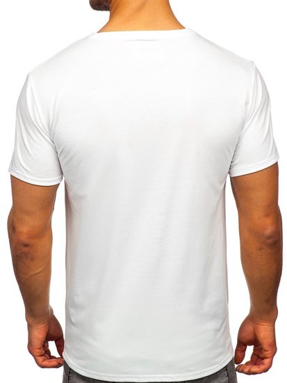 Tee-shirt blanc avec imprimé pour homme Bolf Y70012