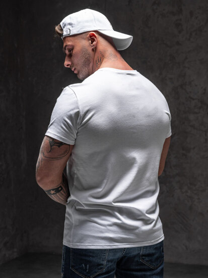 Tee-shirt blanc avec imprimé pour homme Bolf Y70012