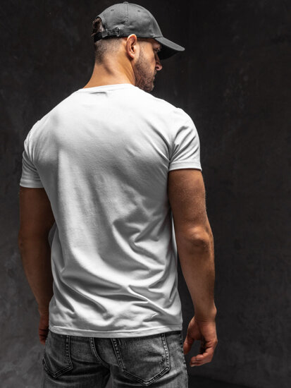 Tee-shirt blanc avec imprimé pour homme Bolf Y70015