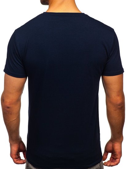 Tee-shirt bleu foncé avec imprimé pour homme Bolf Y70002