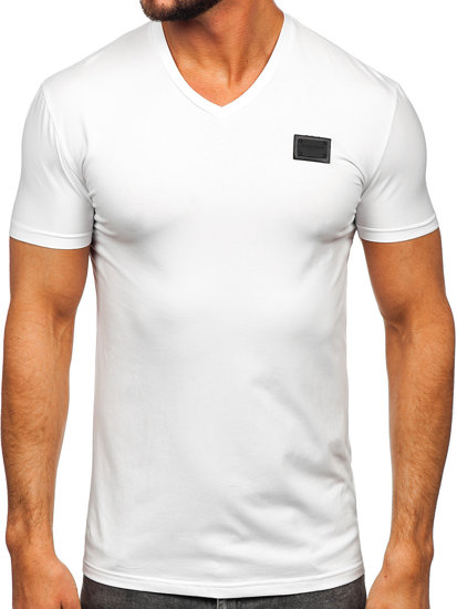 Tee-shirt col en V imprimé pour homme blanc Bolf MT3030