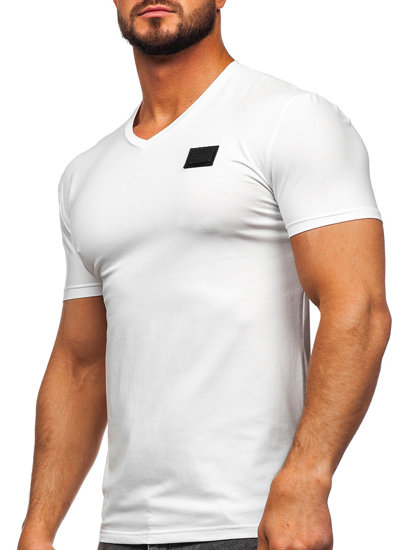 Tee-shirt col en V imprimé pour homme blanc Bolf MT3030