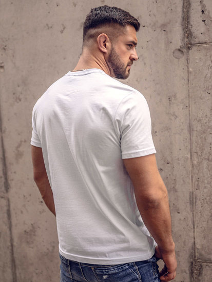 Tee-shirt en coton imprimé pour homme blanc Bolf 143005