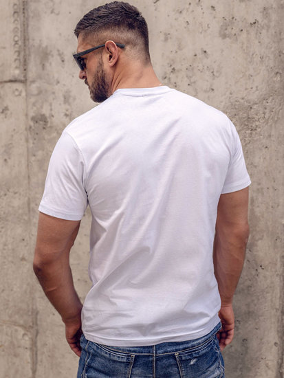 Tee-shirt en coton imprimé pour homme blanc Bolf 143008