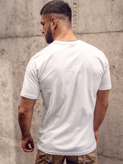 Tee-shirt en coton imprimé pour homme blanc Bolf 143023A