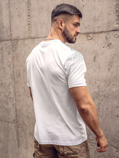 Tee-shirt en coton imprimé pour homme blanc Bolf 14710A